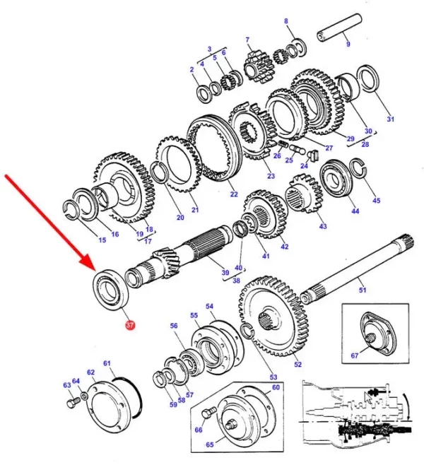 Oryginalne łożysko walcowe, o numerze katalogowym 3003372X1, stosowane w ciągnikach rolniczych Massey Ferguson oraz Challenger schemat.webp