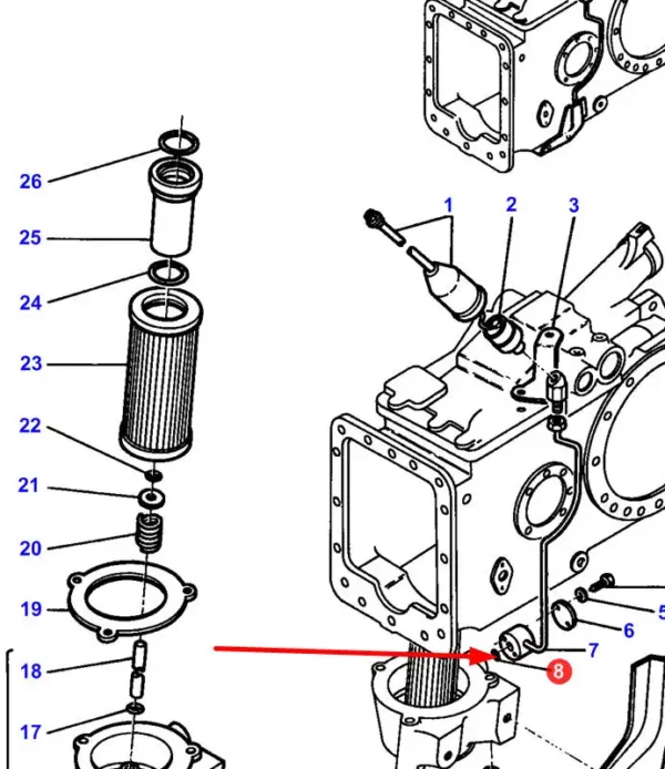 Oryginalny pierścień oring, stosowany w ciągniakch Massey Ferguson schemat.