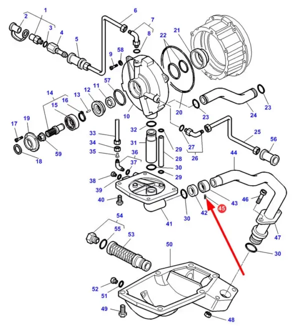 Oryginalny wkręt dociskowy o wymiarze M6 x 8, stosowany w maszynach rolniczych marki Massey Ferguson oraz Challenger. schemat