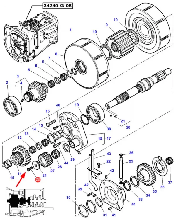 Oryginalna śruba z łbem stożkowym pełny gwint M10 x 30 o numerze 3009452X1, stosowana w ciągnikach rolniczych marki Massey Ferguson.