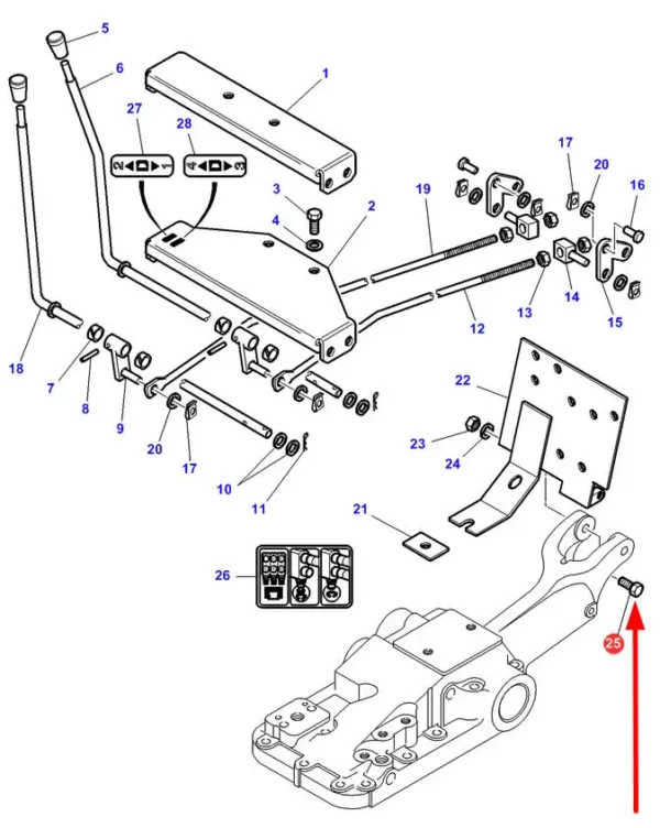 Oryginalna śruba z częściowym gwintem M12 x 1,75 x 45 x 35 klasa 8,8, stosowana w maszynach marki Massey Ferguson, Fendt oraz Valtra. schemat