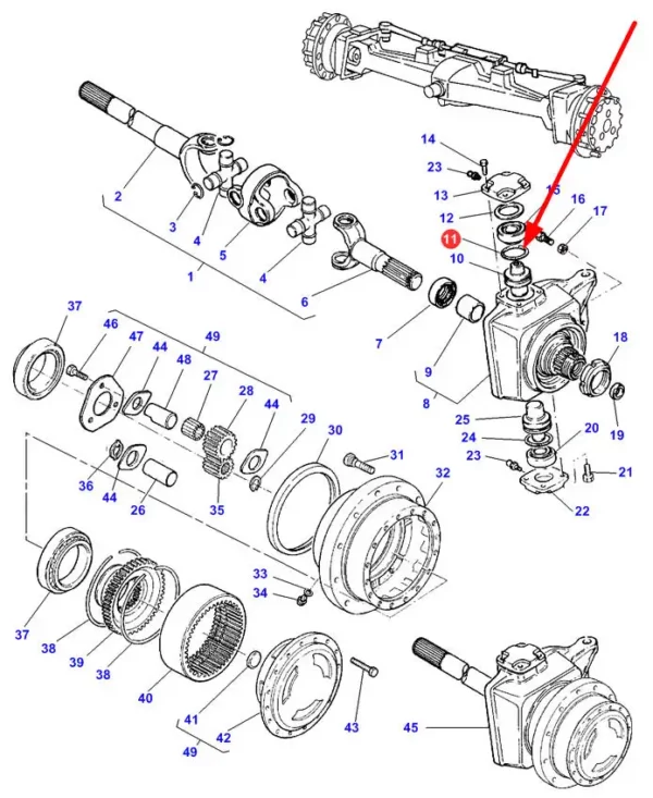 Oryginalny pierścień oring o numerze katalogowym 3009744X1, stosowany w ciągnikach rolniczych marki Massey Ferguson schemat.