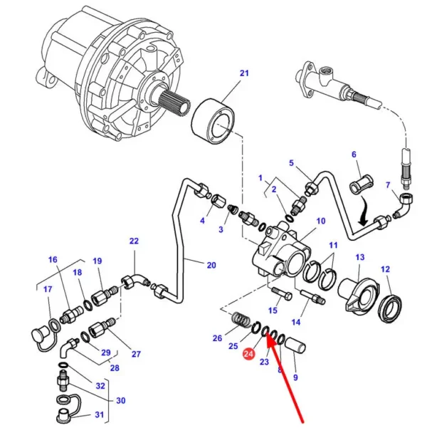 Oryginalna podkładka z tworzywa sztucznego o numerze katalogowym 3010100X1, stosowana w ciągnikach rolniczych marki Massey Ferguson schemat.