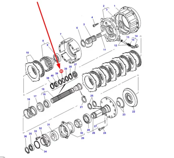 Oryginalny pierścień oring o wymiarach 38 x 2,6 mm i numerze katalogowym 3010501X1, stosowany w ciągnikach rolniczych marki Massey Ferguson schemat