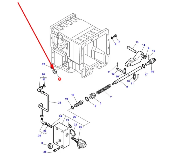 Oryginalna zaślepka obudowy hamulca postojowego o numerze katalogowym 3010663X1, stosowana w ciągnikach rolniczych marki Massey Ferguson schemat.