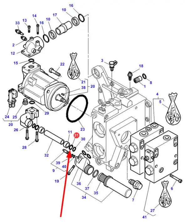 Oryginalny hydrauliczny pierścień uszczelniający, stosowany w ciągnikach Challenger, Massey Ferguson, White. schemat.