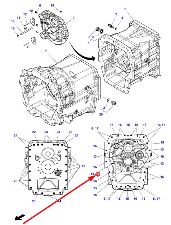 Oryginalny kołek sprężysty wzmocniony obudowy przekładni o wymiarach 13 x 12 mm i numerze katalogowym 3011177X1, stosowany w ciągnikach rolniczych marek Massey Ferguson, Valtra, Challenger schemat.