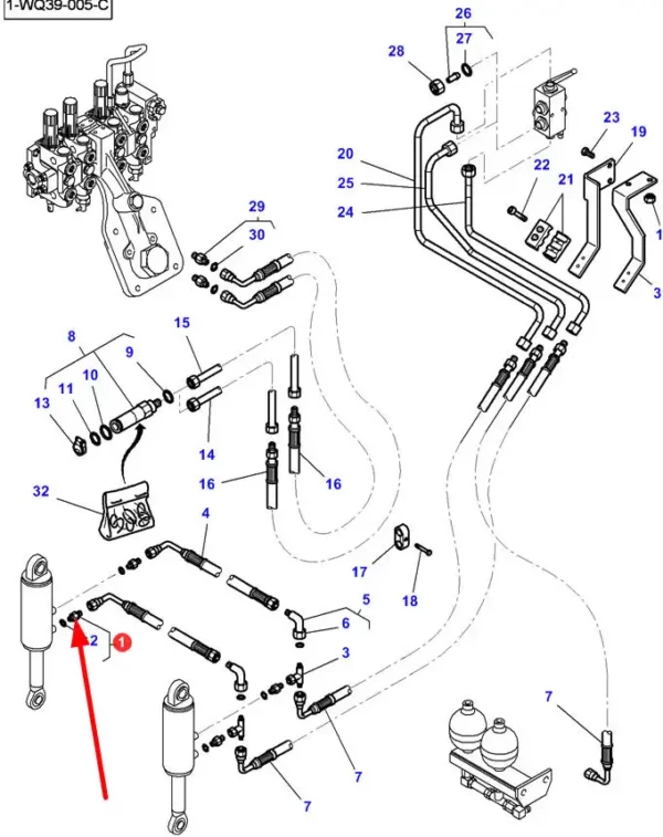 Oryginalna redukcja hydrauliczna, stosowana w ciągnikach rolniczych marki Massey Ferguson schemat.