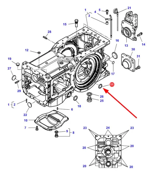 Oryginalna zaślepka metalowa o średnicy 35mm, stosowana w ciągnikach rolniczych marki Massey Ferguson oraz Challenger schemat.