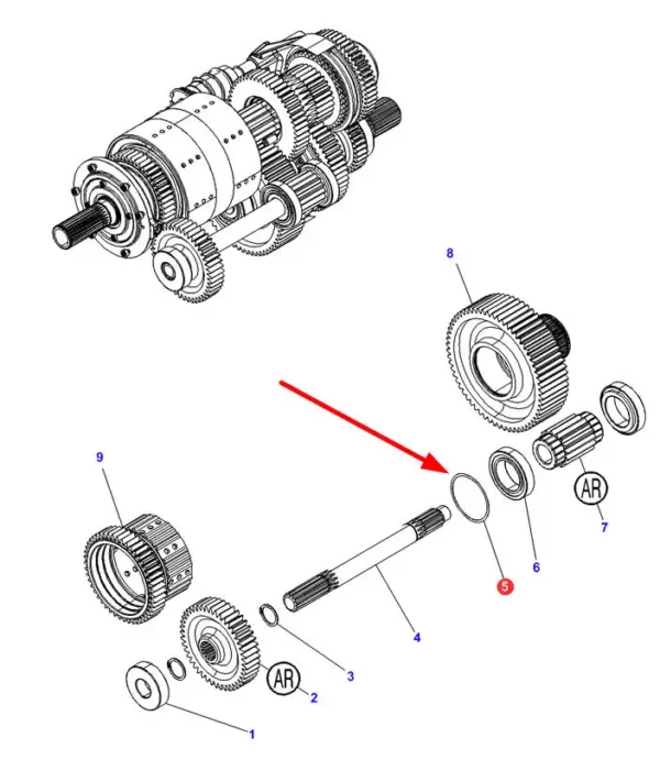 Oryginalna podkładka uszczelnijąca o grubości 0,65mm, stosowana w ciągnikach rolniczych marki Massey Ferguson oraz Challenger. schemat