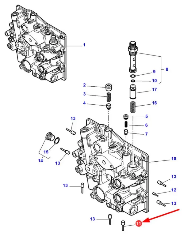 Oryginalna zaślepka o wymiarach 12 X 10.70/11.50 i numerze katalogowym 3011998X1, szeroko  stosowana w ciągnikach rolniczych marek Valtra oraz Massey Ferguson schemat.