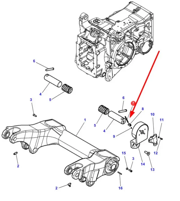 Oryginalny kołek sprężysty 4 x 4.40 x 0.8, stosowany jako zabezpieczenie zamka w podnośniku hydraulicznym ciągników marki Massey Ferguson i Valtra schemat.