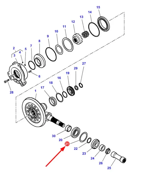 Oryginalna podkładka dystansowa mechanizmu różnicowego o wymiarach 119,5 x 97 x 0,50 i numerze katalogowym 3014298X1, stosowana w ciągnikach rolniczych marek Massey Ferguson oraz Valtra schemat.