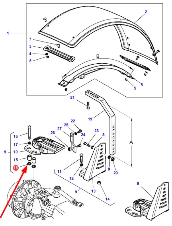 Oryginalny pierścień oring przedniej osi o wymiarach 13,10 x 2,62 mm i numerze katalogowym 3015484X1, stosowan w ciągnikach marek Challenger, Fendt, Valtra oraz Massey Ferguson schemat.