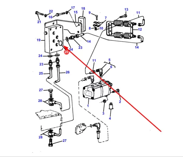 Oryginalny pierścień oring układu hydraulicznego o wymiarach 8,2 x 1,5 mm i numerze katalogowym 3019962X1, stosowany w ciągnikach rolniczych marek Massey Ferguson i Challenger. schemat