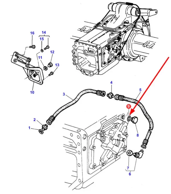 Oryginalny pierścień oring o wymiarach 23,7 x 2,8mm, stosowany w ciągnikach rolniczych marki Massey Ferguson, Challenger, Fendt oraz Valtra schemat.