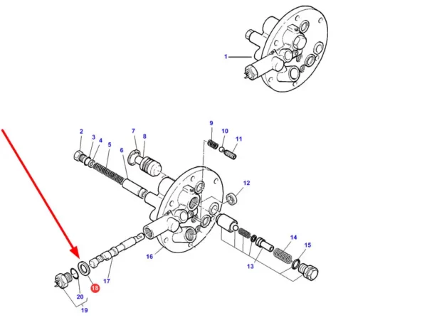 Oryginalny pierścień zabezpieczający o numerze katalogowym 3019839X1, stosowany w ciągnikach rolniczych marki Massey Ferguson schemat