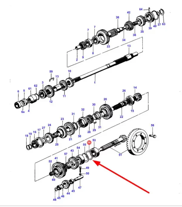 Oryginalna podkładka o grubości 1,3 mm, stosowana w ciągnikach rolniczych marki Massey Ferguson. schemat