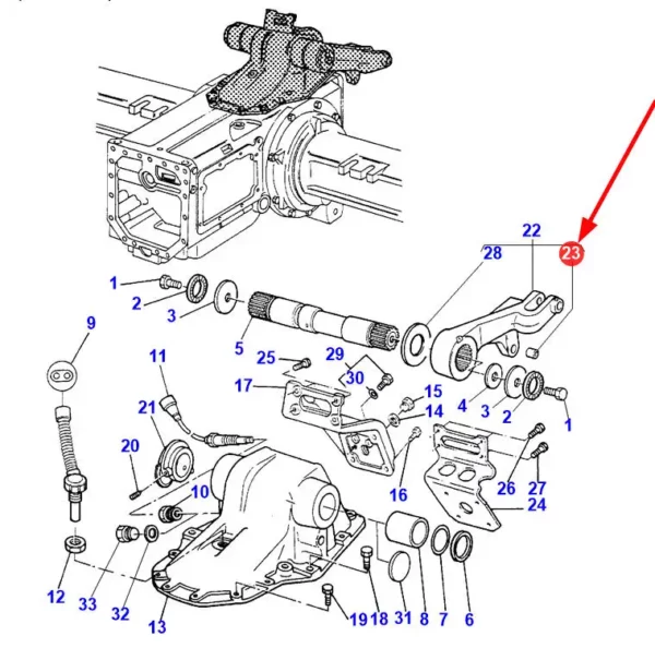 Oryginalna tuleja ramion podnośnika o numerze katalogowym 3382419M2, stosowana w ciągnikach rolniczych marki Massey Feruson. schemat