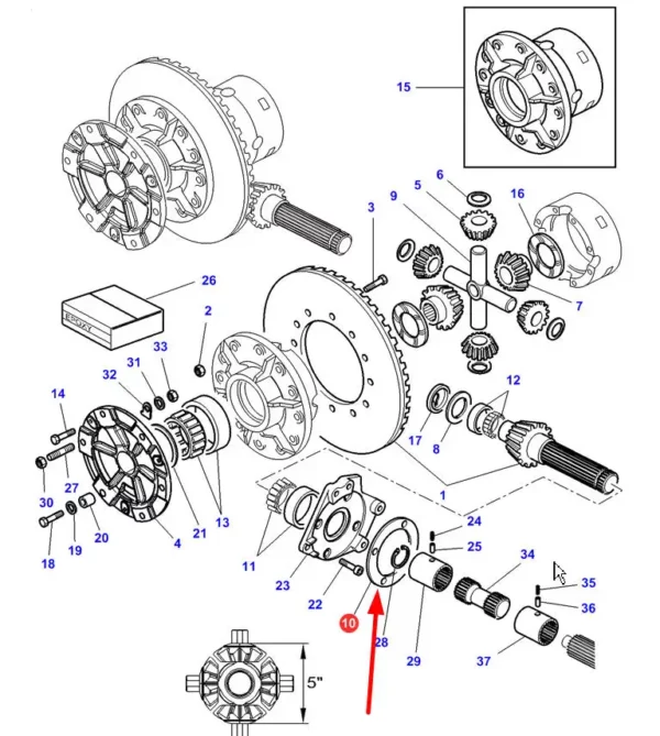 Oryginalna podkładka mechanizmu różicowego, stosowana w ciągnikach marki Massey Ferguson schemat.