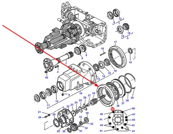 Oryginalna tarcza cierna hamulca w moście o numerze katalogowym 3383257M1, stosowana w ciągnikach rolniczych marki Massey Ferguson schemat.