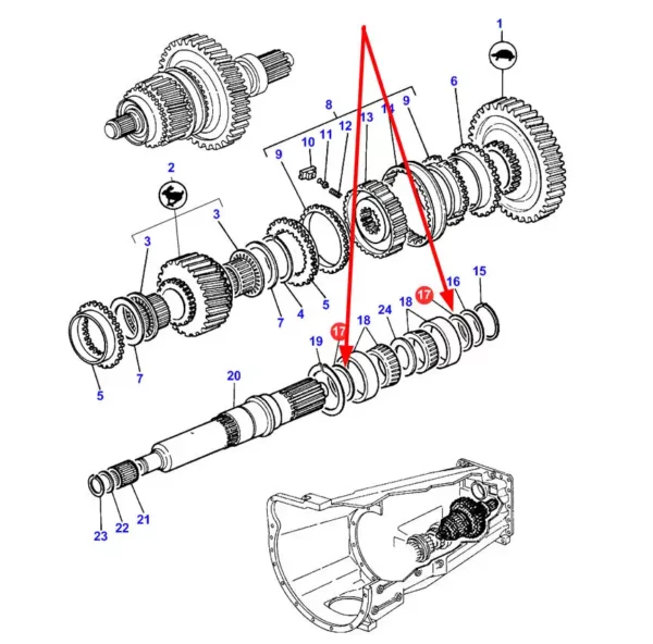 Oryginalna podkładka dystansowa o grubości 0,3 mm i numerze katalogowym 3383469M1, stosowana w ciągnikach rolniczych marek Massey Ferguson i Challenger schemat