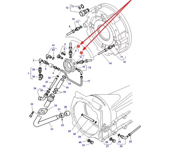 Oryginalna redukcja 11-13,36 mm o numerze katalogowym 3384958M2, stosowana w ciągnikach rolniczych marek Challenger i Massey Ferguson.-schemat