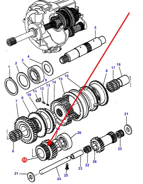 Oryginalne koło zębate o numerze katalogowym 3385858M1, stosowane w ciągnikach rolniczych marki Massey Ferguson schemat.