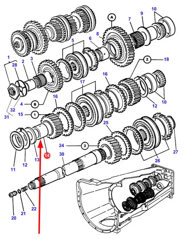 Oryginalna tuleja skrzyni biegów, stosowana ciągnikach marki Massey Ferguson. schemat.