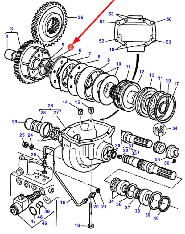 Oryginalna podkładka dystansowa o gr. 2.3 MM i numerze katalogowym 3387181M1, stosowana w ciągnikach rolniczych marki Massey Ferguson schemat.