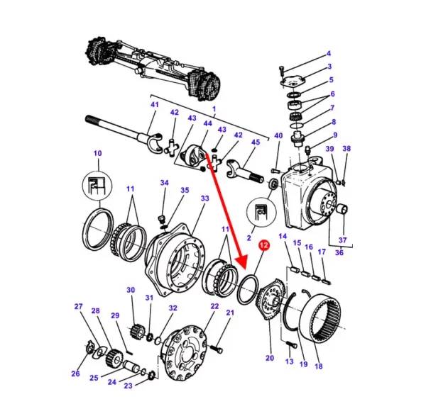 Oryginalna podkładka dystansowa o grubości 0,10 mm, stosowana w ciągnikach rolniczych marki Massey Ferguson. schemat