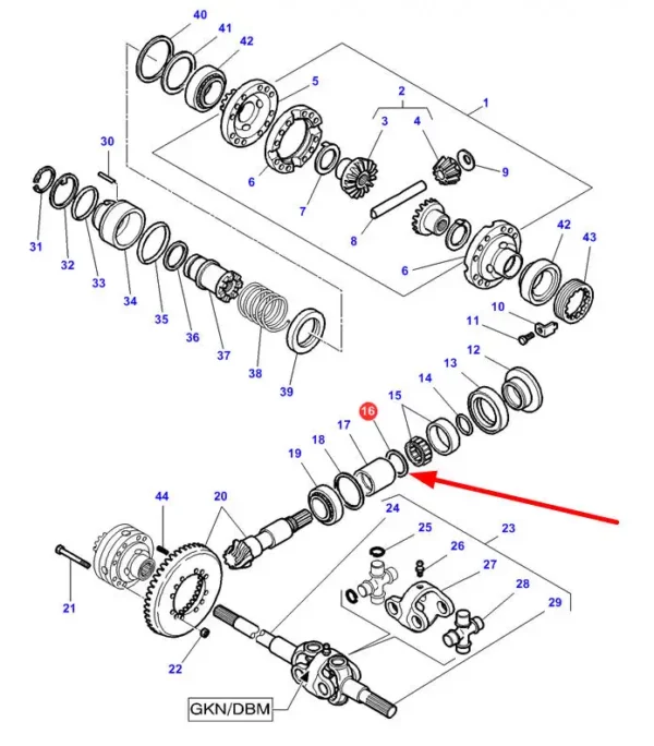 Oryginalna podkładka dystansowa mechanizmu różnicowego o grubości 0,3 mm i numerze katalogowym 3428255M1, stosowana w ciągnikach rolniczych marek Challenger oraz Massey Ferguson schemat.