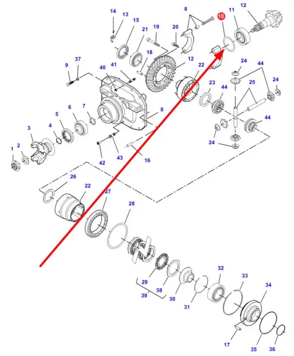 Oryginalna podkładka dystansowa 0,15 mm o numerze katalogowym 3428488M1, stosowana w ciągnikach marek Massey Ferguson oraz Challenger schemat.