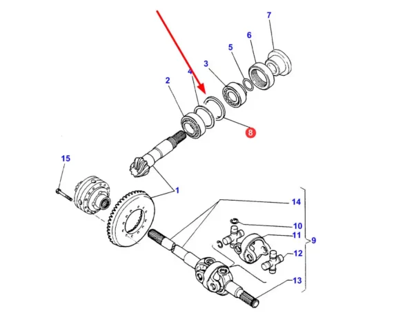 Oryginalna podkładka o grubości 0,15 mm i numerze katalogowym 3428723M1, stosowana w maszynach i pojazdach rolniczych marek Massey Ferguson i Challenger schemat