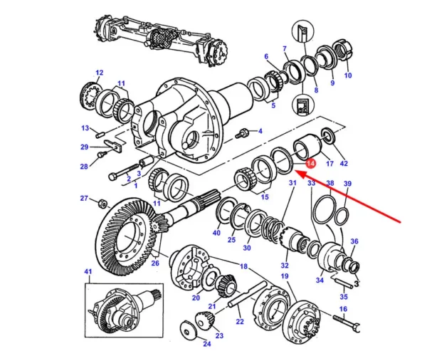 Oryginalna podkładka dystansowa wałka ataku o grubości 0,7 mm i numerze katalogowym 3428923M1, stosowany w ciągnikach rolniczych marki Massey Ferguson schemat