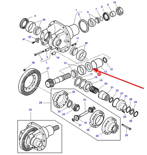 Oryginalna podkładka dystansowa mechanizmu różnicowego o grubości 0,15mm, numer katalogowy 3428924M1, o zastosowaniu w ciągnikach marki Challenger oraz Massey Ferguson schemat.