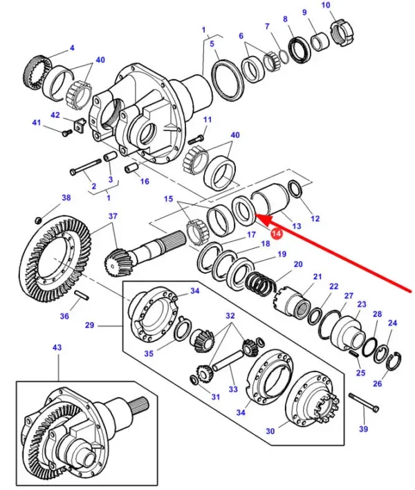Oryginalna podkładka dystansowa wałka ataku o grubości 0,50 mm, numerze katalogowym 3428926M1, stosowana w ciągnikach marek Challenger oraz Massey Ferguson schemat