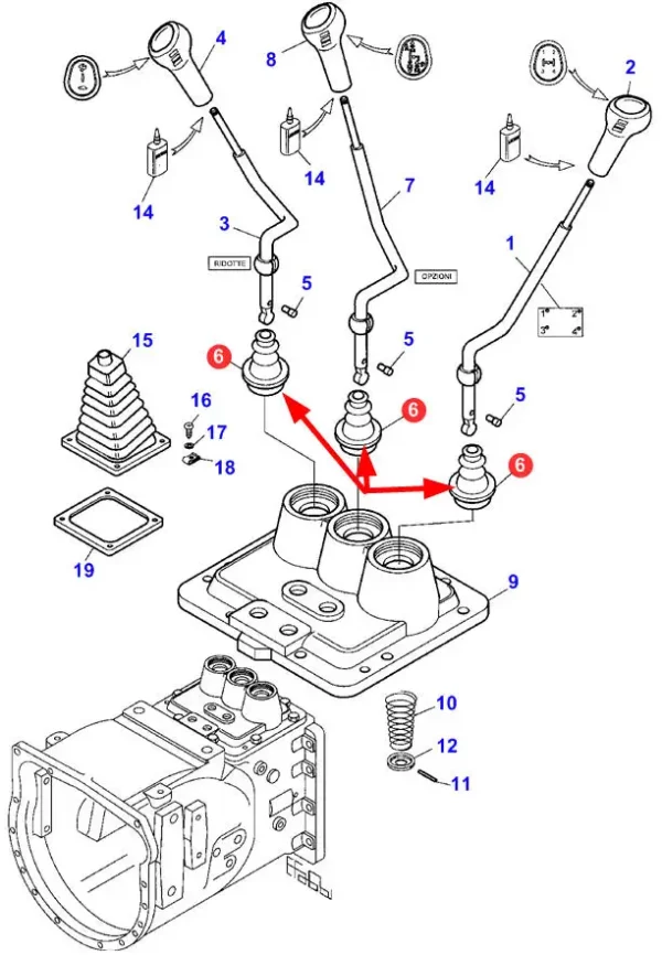 Oryginalna osłona dźwigni zmiany biegów o numerze katalogowym 3530683M92, stosowana w ciągnikach rolniczych marki Massey Ferguson schemat.