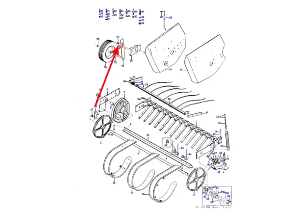 Oryginalna podkładka dociskowa o rozmiarze 3/4", stosowana w maszynach rolniczych marki Massey Ferguson. schemat