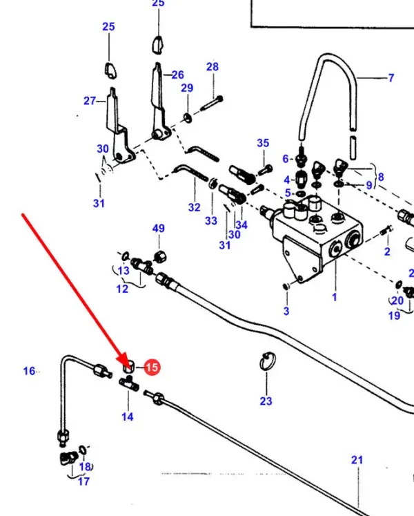 Oryginalna zaślepka łącznika hydraulicznego stosowana w maszynach Massey Ferguson schemat.