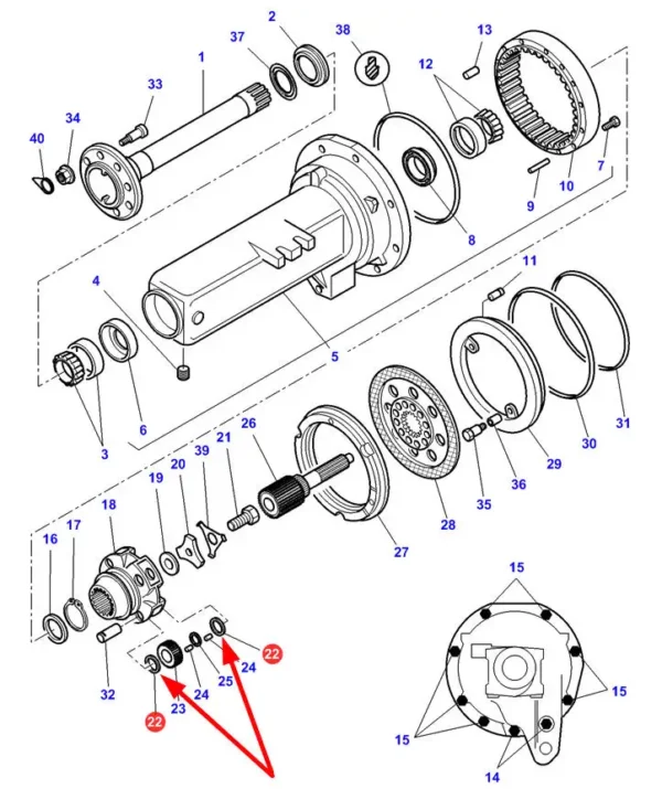 Oryginalna podkładka o grubości gr. 2,10/2,00 mm, stosowana w ciągnikach rolniczych marki Massey Ferguson schemat.