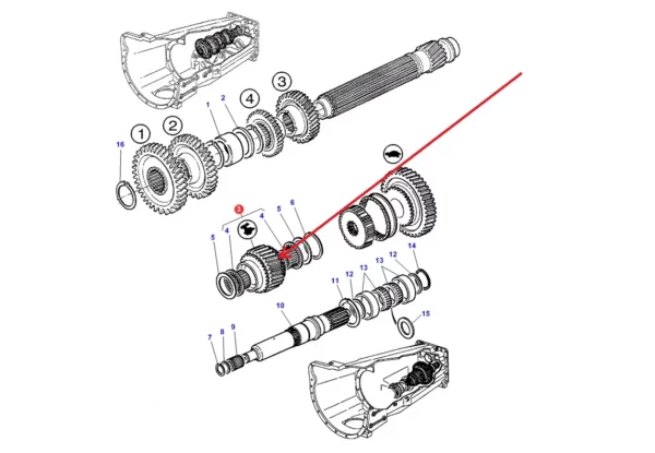 Oryginalne koło zębate skrzyni biegów zając o numerze katalogowym 3581114M92, stosowane w ciągnikach rolniczych marki Massey Ferguson. schemat