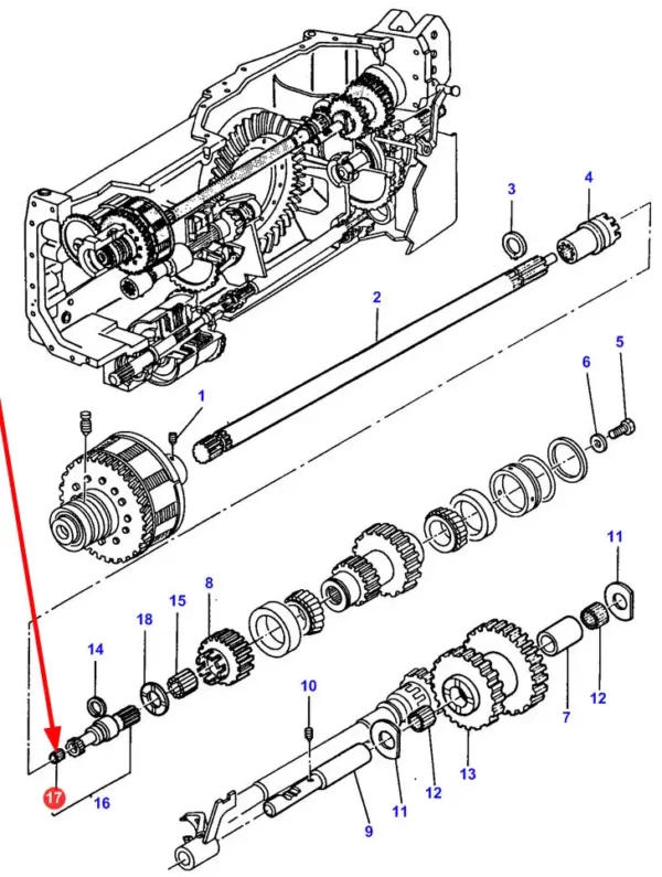 Oryginalna tuleja napędu przedniego WOM o numerze katalogowym 3582978M1, stosowana w ciągnikach rolniczych marek Massey Ferguson i Challenger schemat.