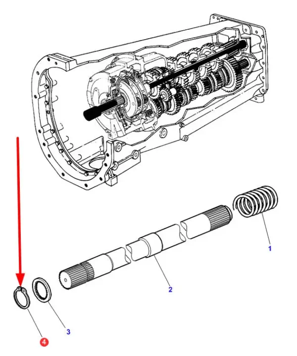 Oryginalny pierścień wewnętrzny segera skrzyni biegów o numerze katalogowym 358955X1, stosowany w ciągnikach rolniczych marek Challenger oraz Massey Ferguson schemat.