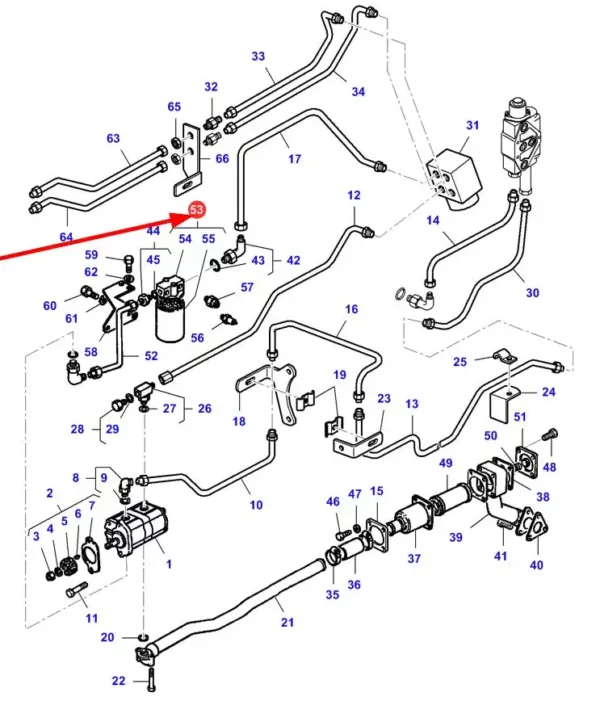 Oryginalny filtr oleju o numerze katalogowym 3595176M92, stosowany w ciągnikach rolniczych marki Massey Ferguson- schemat.