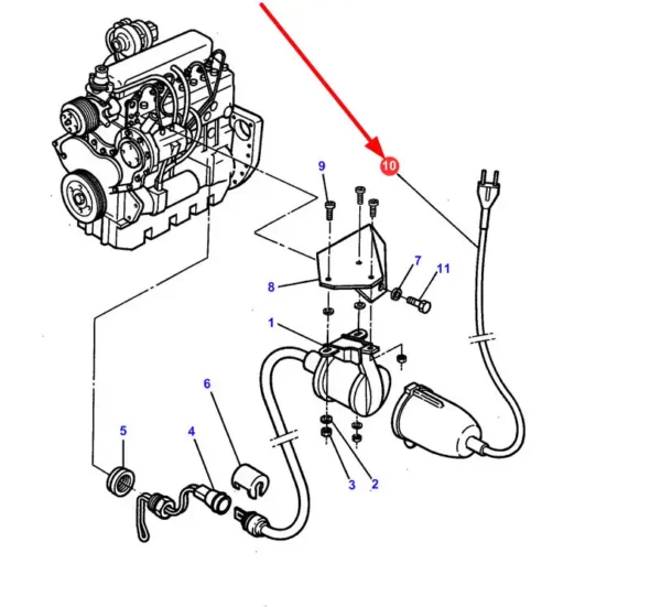 Oryginalny przewód elektryczny o numerze katalogowym 3611973M1, stosowany w ciągnikach rolniczych marki Massey Ferguson schemat