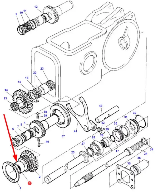 Oryginalne łożysko igiełkowe BHTM 30 o numerze katalogowym 3613200M1, stosowane w ciągnikach rolniczych marki Massey Ferguson schemat.