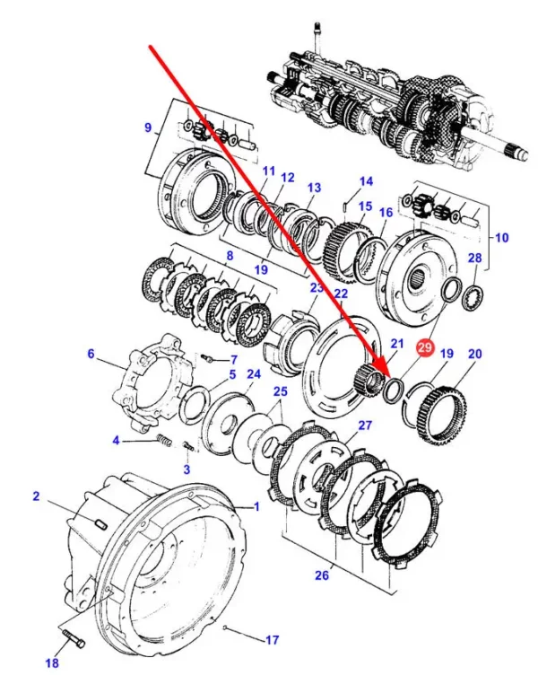 Oryginalna podkładka dystansowa 1,2 mm o numerze katalogowym 3615467M1, stosowana w maszynach marek Challenger oraz Massey Ferguson schemat.