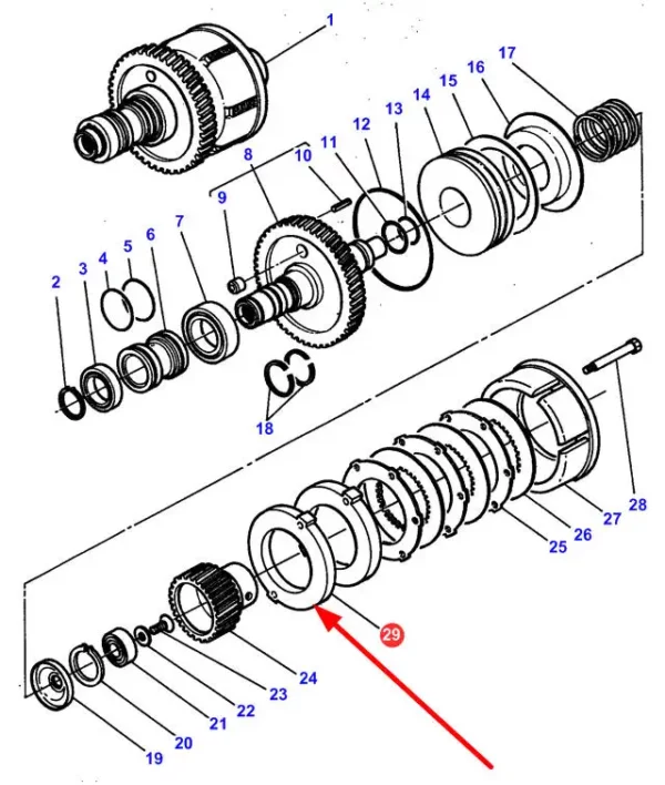 Oryginalny docisk WOMu o numerze katalogowym 3616056M2, stosowany w ciągnikach marek Challenger oraz Massey Ferguson schemat.