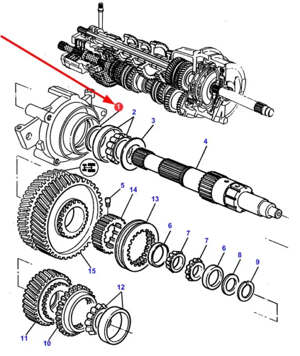 Oryginalna podkładka dystansowa przekładni Dynashift o grubości 0,3 mm i numerze katalogowym 3616311M1, stosowana w ciągnikach rolniczych marki Massey Ferguson schemat.